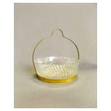 Vintage Pressed Glass Candy Dish With Brass Trim