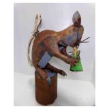 Rustic Hand Crafted Squirrel Sculpture from Scrap