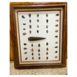 Framed Collection of American Indian Arrowheads &