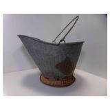 Vintage Galvanized Metal Coal Scuttle Bucket