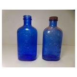 2 7" Embossed Cobalt Blue Milk of Magnesia