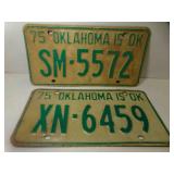 2 1975 Oklahoma is OK License Plates  SM-5572