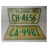2 1975 Oklahoma is OK License Plates - CH-4656