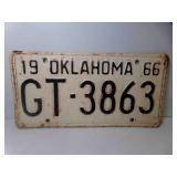 1966 White w/Black Oklahoma License Plate GT-3863