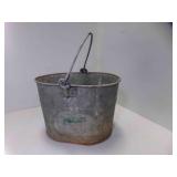 Vintage Galvanized Metal Oval Bucket Rustic Farm