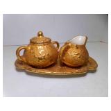 Vintage Weeping Bright Gold Ceramic Sugar Creamer