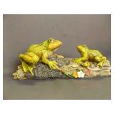 Two Frogs on a Log Polyresin Garden Decoration