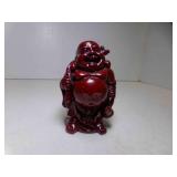 Vintage Red Resin Chinese Buddha Figurine 3ï¿½"