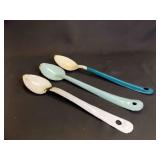 3 Mint - Blue - White Enamelware Camp Cookware