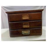 OLD 3 Drawer Wooden Chest w/Eye Glass Lenses
