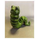 Vintage Green Ceramic Garden Caterpillar or