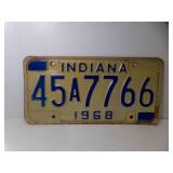 1968 White w/Blue Indiana License Plate 45A7766