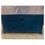 Vintage Footed Cabinet Painted Blue - Top is Wood