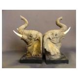 Finely Detailed Resin Elephant Bookends - Sculpted