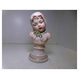 Vintage Porcelain Bisque Bust of Young Girl - No