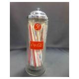 Vintage Clear Glass Coca-Cola 5ï¿½ Straw Dispenser
