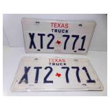 2 Matching Texas Truck License Plates XT2-771
