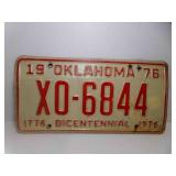 1976 Bicentennial Oklahoma License Plate XO-6844