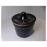 Vintage Black Glazed Stoneware Cheese Crock NO