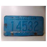 Vintage Blue Wisconsin Collector License Plate