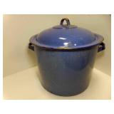 16" Diameter 12" Deep Blue Enamelware Stock Pot