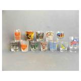 12 Vintage Souvenir Shot Glasses Various