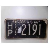 1966 Black w/Gray Kansas Truck License Plate