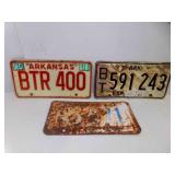 3 Vintage Arkansas License Plates - 1962  65-571