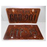 2 1971 RUSTY Texas License Plates - GBB-901 &