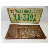 1977 Oklahoma is OK License Plate  XA-3391 &