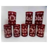 8 4" Egermann Bohemian Cranberry Ruby Cut to