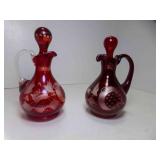 Set of 2 Oil & Vinegar Cruets Vintage Egermann