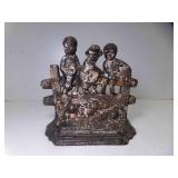 OLD Hubley Cast Iron Door Stop Kids on a Fence