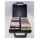 Hard Black Plastic Case Full of Vintage Cassettes