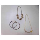 2 Gold Tone Fashion Costume Jewelry Necklaces &