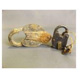 2 Antique-Style Iron Padlocks - Smaller One Has