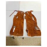 Vintage Brown Leather Chaps Bull Head Accents