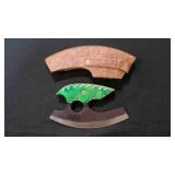 Finger Hole Ulu-Knife With Sheath
