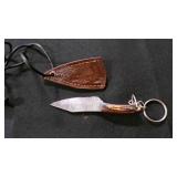 Miniature Drop point Knife W/Sheath & Keychain