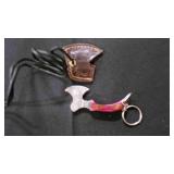 Miniature Axe Blade Knife With Sheath & Keychain