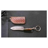 Miniature Spear Point Knife With Sheath & Keychain
