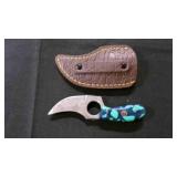Finger Hole Skinner Knife With Sheath