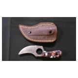 Finger Hole Skinner Knife With Sheath