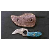 Finger Hole Skinner Knife With Sheath