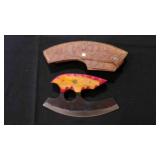 Finger Hole Ulu-Knife With Sheath