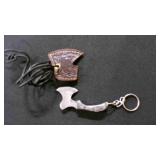 Miniature Axe Blade Knife With Sheath & Keychain