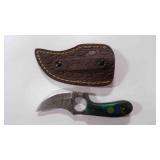 Finger Hole Skinner Knife With Sheath