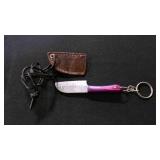 Miniature Sheepsfoot Knife With Sheath & Keychain