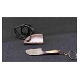 Miniature Cleaver Blade Knife w/Sheath & Keychain