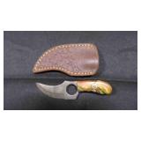 Finger Hole Skinner Knife with Sheath